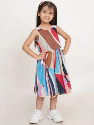 Girls Striped Fit & Flare Dress